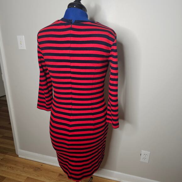 Gap Red & Navy Striped cotton Stretch Sheath Dress with pockets - Picture 3 of 4